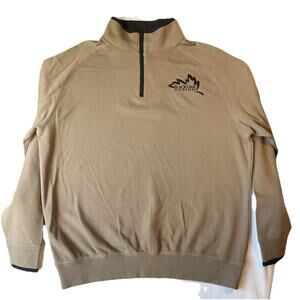 Chestnut Hill Men Sweatshirt M Tan Henley LongSleeve Black Oak Casino Embroidery